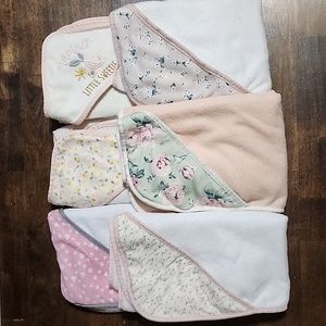 Baby Girl Bath Towels Lot of 6